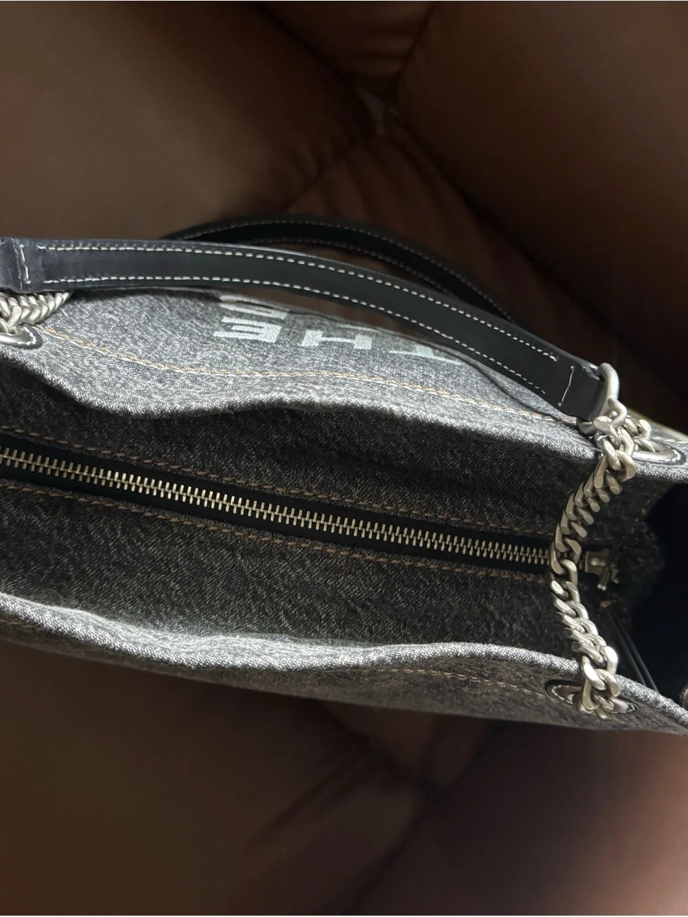 Marc Jacob’s The Denim Chain Medium Black Wash Tote Bag